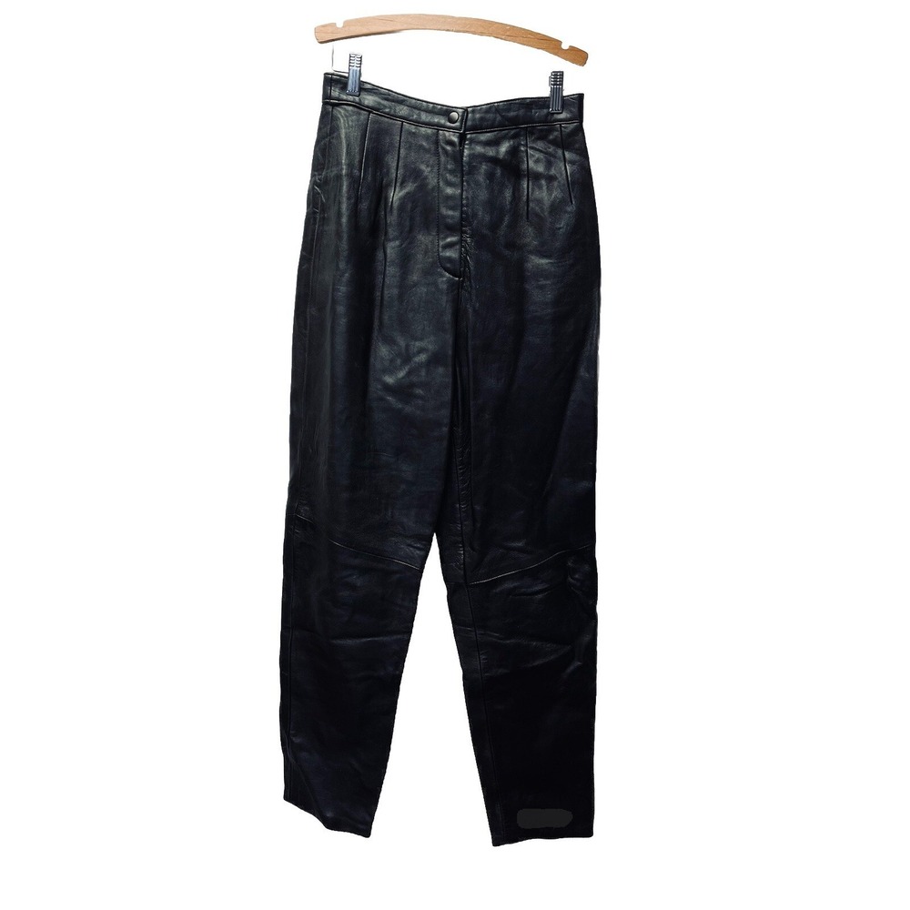 Vtg Valerie Stevens 8 Black Lambskin Leather Pants Disco Y2K 90s Moto Punk Retro